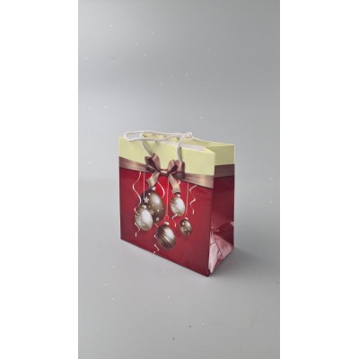 Новогодние, бумажные ,подарочные  пакеты с ручкой Чашка 16/16/8-031 (12 шт)