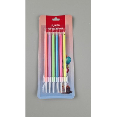 Свечи для торта Цветные 6шт (1 пачка)