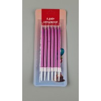 Свечи для торта Розовая 6шт (ЛАК) (1 пачка)