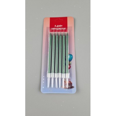 Свечи для торта Зеленая 6шт (ЛАК) (1 пачка)