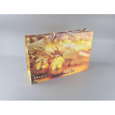 Картонные пакеты с ручками Гигант горизонтальные Новогодние  46*33*15-003 (12 шт)