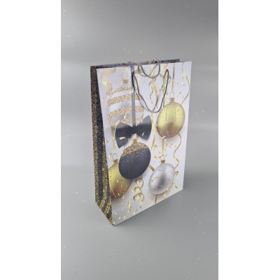 Новогодний картонные пакеты с ручками Гигант вертикальный 30х47х12-011 (12 шт)