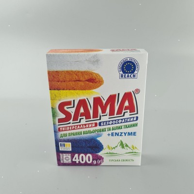 Стиральный порошок SAMA автомат 400 без фосфатов Горная свежесть  (1 шт)