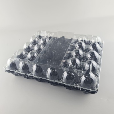 Комплект упаковки  для куриных яиц 30 ячеек верх прозрачная+низ черная  (50 шт)