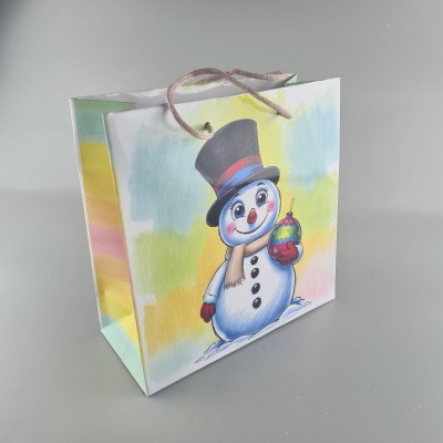 Пакеты бумажные подарочные , новогодние Квадрат 23*24*10- 01 (12 шт)