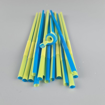 Трубочка-соломка для напитков с гофрой d6,0 -26см Сине-желтая  Артистик (100 шт)