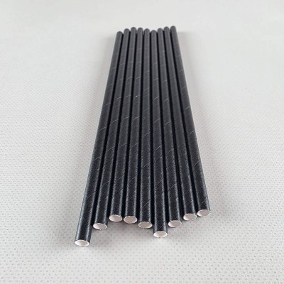 Соломка трубочка бумажная Ø 6 мм 19,5 см черная  25шт (1 пачка)