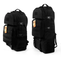 Тактический крепкий рюкзак трансформер на 40-60 литров черный.