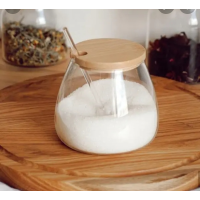 Сахарница стеклянная (550мл) с ложкой