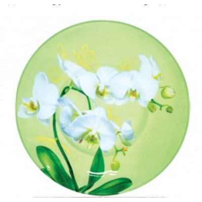 Стеклянное блюдо круглое(30см) Орхидея, в подарочной упаковке 