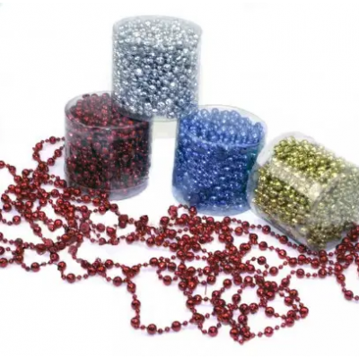 Бусы шарики пластиковые диаметр (4+8)мм длина 10 м 4 цвета