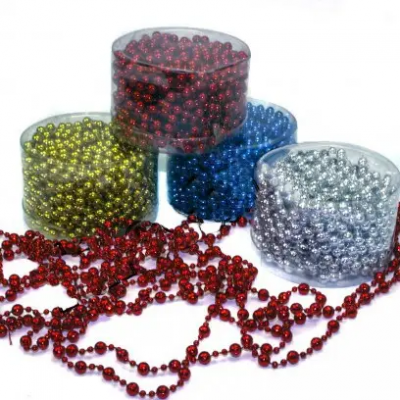 Бусы шарики пластиковые диаметр 8 мм длина 10 м 4 цвета