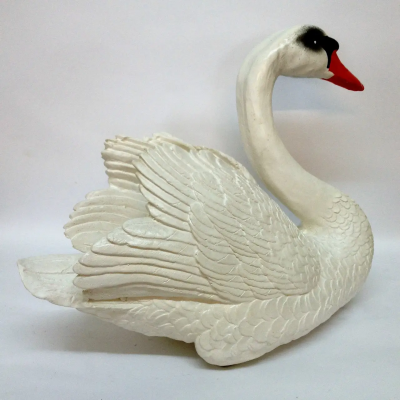 Садовая фигура Лебедь белый маленький 23 см, Материал - гипс