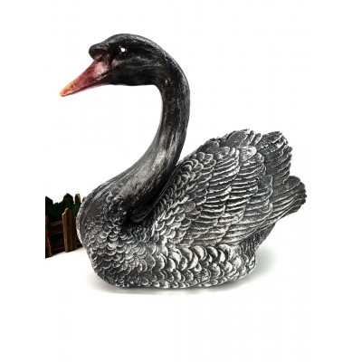 Садовая фигура Лебедь черный 30 см, Материал - гипс