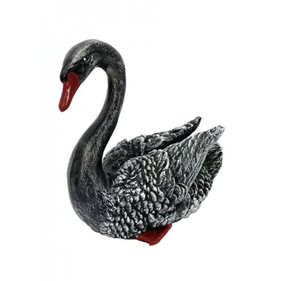 Садовая фигура Лебедь черный маленький 23 см, Материал - гипс
