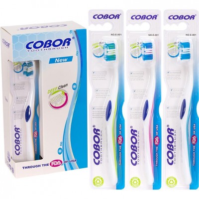 Зубные щетки "Cobor New soft" 19 см с рез. уровнем пучков, 91647