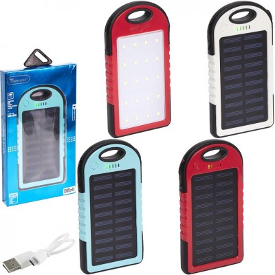 Портативное зарядное устройство + фонарик, на солнечной батарее 500 Power Bank 50000 mAh, 114103
