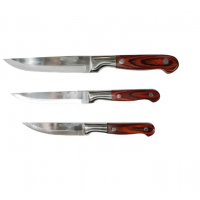 Нож кухонный из нержавеющей стали, Сармат №6, коричневая под дерево ручка, лезвие 14,5см/26,6см