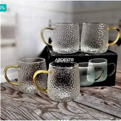 Набор стеклянных чашек 4шт (350мл) из боросиликатного стекла Ardesto