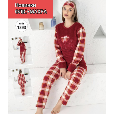 Пижама тёплая махровая + флис. Размер M,L,XL (44-50) расцветки в ассорт. Турция