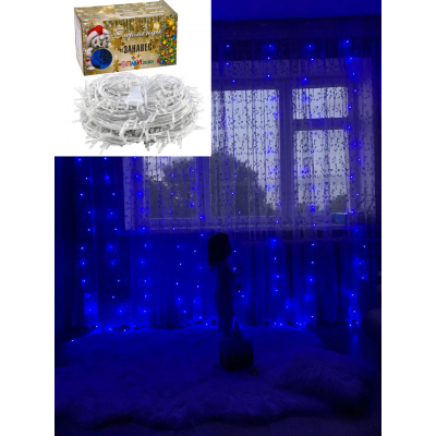 Гирлянда электрическая "Занавес" "Бахрома", цвет синий 480LED, 3*2.5м,113076