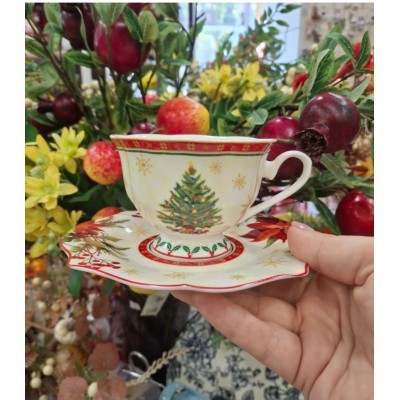 Фарфоровая чашка с блюдцем  (180мл)  Christmas story