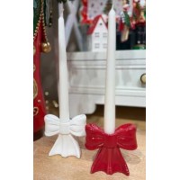 Керамические подсвечники в форме банта(белый и красный) (в подарочной уп)