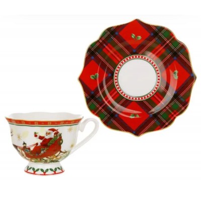 Фарфоровая чашка (180мл) с блюдцем, серия Шотланка