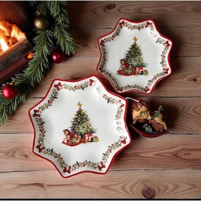 Фарфоровое блюдо(19,5см) Новогоднее с лошадкой