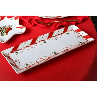 Фарфоровое прямоугольное блюдо)35*14*2см) Новогоднее