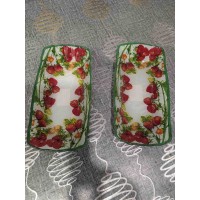Стеклянное прямоугольное блюдо (22,5см)Земляника