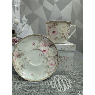 Набор чашка (400мл) с блюдцем  Английская роз
