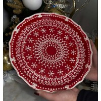 Керамическое круглое блюдо (27,5*3см) Снежинки