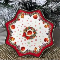 Фарфоровое блюдо(20,5см) Новогодний орнамент