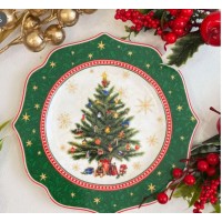 Фарфоровая тарелка (21см) Новогодняя
