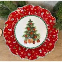 Фарфоровая тарелка (27см) Новогодняя