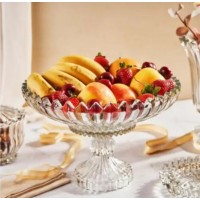 Стеклянная конфетница-фруктовница на ножке