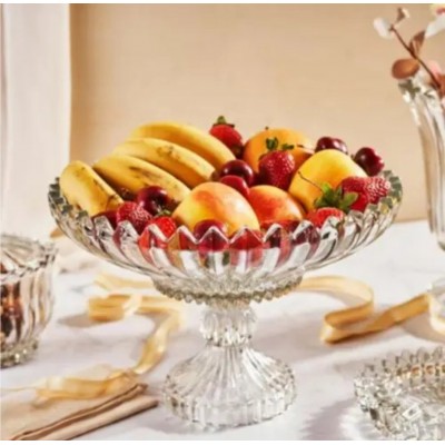Стеклянная конфетница-фруктовница на ножке
