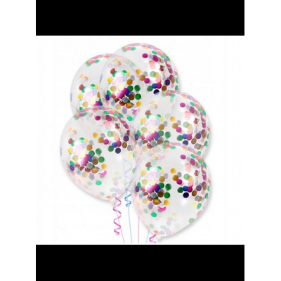 Набор воздушных шаров, прозрачные с конфети (5 штук/уп) 