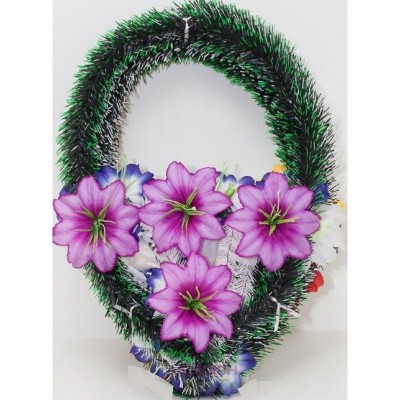 РИТУАЛЬНЫЙ ВЕНОК "КРОКУС ОКРУГЛЫЙ" (4 ЦВЕТКА)  45х27см