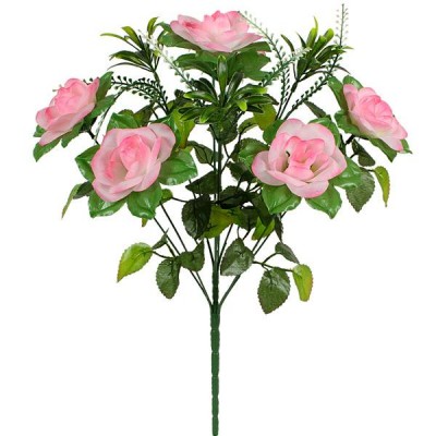 Искусственные цветы букет розы с пышной зеленью, 47см