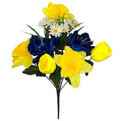 Искусственные цветы букет тюльпаны, ирисы, нарциссы серия Украина, 50см