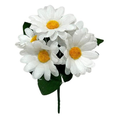 Искусственные цветы букет ромашки белые заливка, 18см