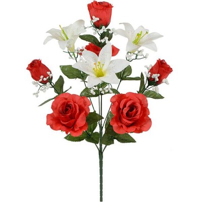 Искусственные цветы букет лилии и розы, 54см