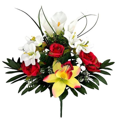 Искусственные цветы букет микс орхидеи, розы, каллы, 48см