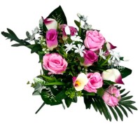 Искусственные цветы букет микс розы, каллы, мелкоцвет, 56см