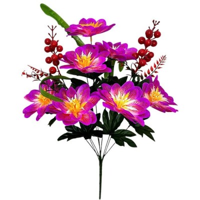 Искусственные цветы букет фрезия с калиной, 58см Искусственные цветы букет фрезия с калиной, 58см
