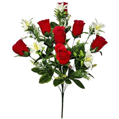 Искусственные цветы букет бутон бархат с лилиями, 57см Искусственные цветы букет бутон бархат с лилиями, 57см