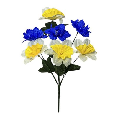 Искусственные цветы букет нарциссы и васильки серия Украина, 35см Искусственные цветы букет нарциссы и васильки серия Украина, 35см