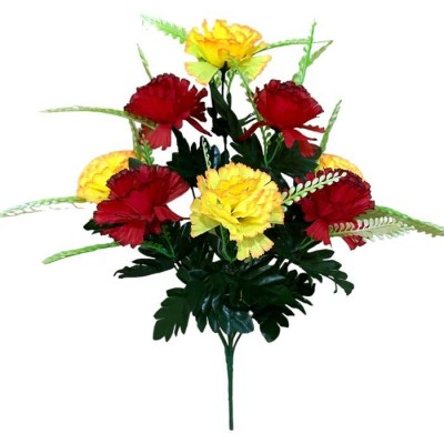 Искусственные цветы букет гвоздик двухцветых, 46 см